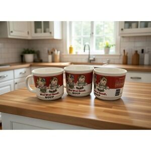 Vintage 1989 Campbell Soup Kids "M'm! M'm! Good!" Soup Cup Mugs set of 3